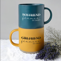 Personalised Engagement Pottery Mug, Custom Wedding Mugs, Custom Fiance and Fiancee Mug, Engagement Gifts, Gift for Fiance & Fiancee