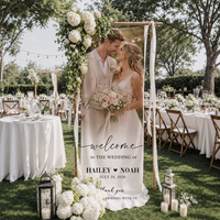 Personalized Linen Wedding Welcome Sign with Photo, Custom Couple Names & Date Wedding Banner, Ceremony Entrance Decor