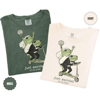 Just Married Frog Matching Scooter Shirt, Mr and Mrs Couple T-Shirt, Toad Frog Shirt, Wifey Hubby Shirt, Bride Groom Gift, Funny couple Tee