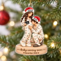 Personalized Pregnancy Family Ornament, Expecting Family Christmas Keepsake, New Mom Dad Xmas 2026 Gifts, Pregnancy Annoucement Gift