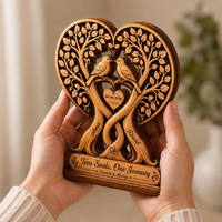 Personalized Couple Tree with Birds Wooden Plaque, Custom Anniversary Gift, Wedding Decor