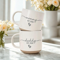 Personalized Engraved Mom Dad Pottery Mug, New Parents Mug, Pregnancy Announcement Mug Gift for New Dad,First Time Mom Gift,Baby Shower Gift