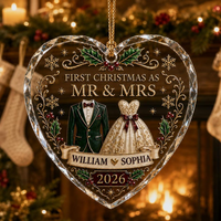 First Christmas as Mr and Mrs Ornament, Personalized Newlywed Ornament, Custom Names Wedding Keepsake 2026