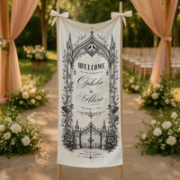 Personalized Gothic Wedding Linen Tapestry,  Custom Couple Names & Date Ceremony Sign