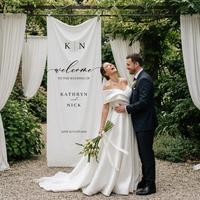 Personalized Wedding Welcome Tapestry for Ceremony, Custom Couple Names & Date Wedding Banner, Elegant Fabric Welcome Sign
