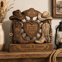 Personalized Western Wedding Gift, Cowboy Boots Couple Plaque, Rustic Ranch Wedding Decor, Anniversary Gift for Couple, Custom Names Date