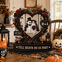 Personalized Ghost Couple  Wooden Block, Till Death Do Us Part Wedding Keepsake, Custom Initials Anniversary Gift