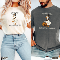 Halloween Matching Pregnancy Announcement Shirt , Growing A Little Pumpkin Silly Goose Mom Dad Baby Reveal Tee,  Halloween Couple Pregnancy Gift