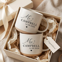 Mr and Mrs Mug Set, Personalized Wedding Pottery  Mug, Engagement Gift for Couple, Bride and Groom Ceramic Coffee Cup, Anniversary Gift