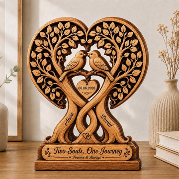 Personalized Couple Tree with Birds Wooden Plaque, Custom Anniversary Gift, Wedding Decor