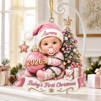 Custom Baby’s First Christmas Ornament 2026, Custom Baby Name Acrylic Ornament, First Christmas Keepsake, Newborn Baby Gift