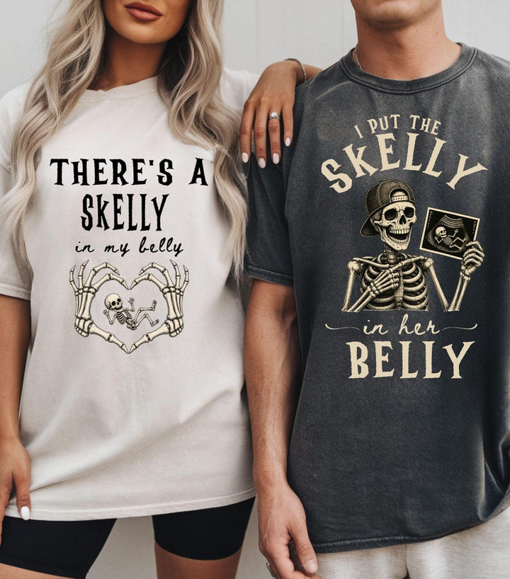 Halloween Pregnancy Shirt Halloween Reveal Fall Pregnant Shirt , Funny Couples Pregnancy Announcement Skeleton Couples Spooky Pregnancy Era