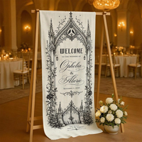 Personalized Gothic Wedding Linen Tapestry,  Custom Couple Names & Date Ceremony Sign