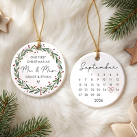 Our First Christmas Married Ornament, Personalized Mr and Mrs Ornament 2026, Newlywed Christmas Gift, Custom Wedding Keepsake Decoration