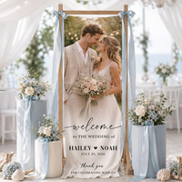Personalized Linen Wedding Welcome Sign with Photo, Custom Couple Names & Date Wedding Banner, Ceremony Entrance Decor