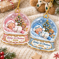 Personalized First Christmas 2026 Acrylic Ornament, Custom Baby Name Keepsake, Newborn Christmas Gift, New Baby Gift