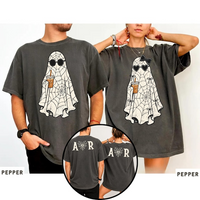 Personalized Ghost Couple Shirts for Halloween, Matching Spooky Couple Tee, Custom Initial Spiderweb Shirt for Couples