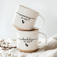 Personalized Engraved Mom Dad Pottery Mug, New Parents Mug, Pregnancy Announcement Mug Gift for New Dad,First Time Mom Gift,Baby Shower Gift