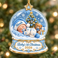 Personalized First Christmas 2026 Acrylic Ornament, Custom Baby Name Keepsake, Newborn Christmas Gift, New Baby Gift
