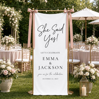 Personalized Linen Engagement Welcome Sign, She Said Yes Custom Couple Names & Date Banner, Engagement Party Celebration Decor