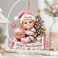 Custom Baby’s First Christmas Ornament 2026, Custom Baby Name Acrylic Ornament, First Christmas Keepsake, Newborn Baby Gift