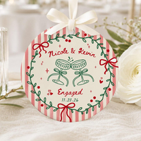 First Christmas Engaged Ornament, Engagement Gift For Couples, Ceramic Married Ornament, Striped Wedding Ornament