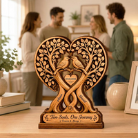 Personalized Couple Tree with Birds Wooden Plaque, Custom Anniversary Gift, Wedding Decor