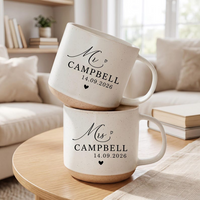 Mr and Mrs Mug Set, Personalized Wedding Pottery  Mug, Engagement Gift for Couple, Bride and Groom Ceramic Coffee Cup, Anniversary Gift