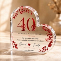 Personalized Heart Acrylic Plaque Keepsake for Wedding Anniversary, Custom Couple Names Date & Message Plaque, 10th 20th 30th 40th 50th Anniversary Gift