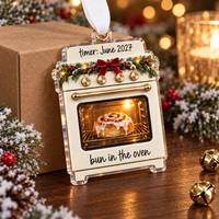 Personalized Bun in the Oven Ornament, Pregnancy Announcement Christmas Gift, Expecting Parents Baby Reveal, Custom Due Date Mom to Be Gifts