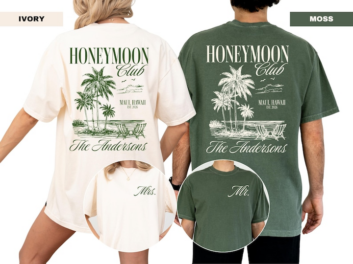 Honeymoon Club Shirt, Custom Mr And Mrs Shirts, Newlywed Wedding Shirt, Just Married Shirt, Wife And Husband Shirt