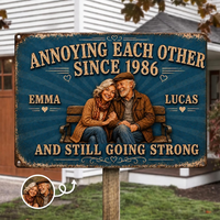 Personalized Couple Photo Annoying Each Other Since Year And Still Going Strong Metal Sign, Custom Wedding Anniversary Gift for Wife Husband