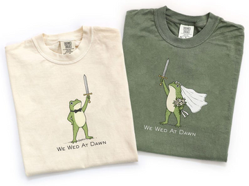 Matching Frog Couple Shirts for Wedding, We Wed At Dawn Bride Groom Tee, Funny Newlywed Honeymoon Couple Gift