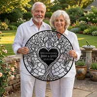 Personalized Metal Wall Art for Wedding Anniversary, Custom Couple Names Anniversary Year & Date, Tree of Life Hummingbird Sign, Anniversary Gift for Parents Grandparents