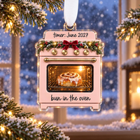 Personalized Bun in the Oven Ornament, Pregnancy Announcement Christmas Gift, Expecting Parents Baby Reveal, Custom Due Date Mom to Be Gifts