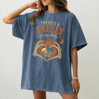 There's A Skelly In My Belly Shirt, Halloween Maternity Shirt, Pregnant Halloween Tee, Pumpkin Baby Skeleton, Mom To Be Gift, Fall Pregnancy