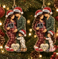 Personalized Xmas Ornament for Expecting Parents, Pregnancy Announcement Keepsake, Baby Arriving Ornament 2026, New Dad Gift, Mom to be Gift