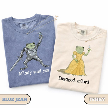 Funny Frog Engagement Shirt, Matching Couples Tee, Renaissance Medieval Humor, Engagement Announcement Gift