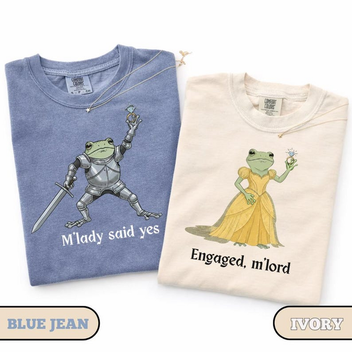 Funny Frog Engagement Shirt, Matching Couples Tee, Renaissance Medieval Humor, Engagement Announcement Gift