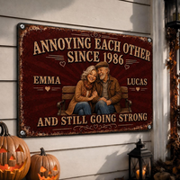 Personalized Couple Photo Annoying Each Other Since Year And Still Going Strong Metal Sign, Custom Wedding Anniversary Gift for Wife Husband