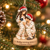 Personalized Pregnancy Family Ornament, Expecting Family Christmas Keepsake, New Mom Dad Xmas 2026 Gifts, Pregnancy Annoucement Gift