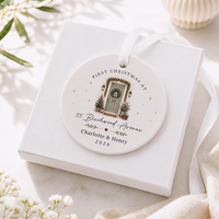 Personalised First Christmas in New Home Decoration, Road Name & Door Colour First Home Family Bauble Ornament Keepsake