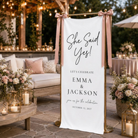 Personalized Linen Engagement Welcome Sign, She Said Yes Custom Couple Names & Date Banner, Engagement Party Celebration Decor