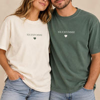 Custom Roman Numeral Date Shirt – Minimalist Anniversary Couple Tee