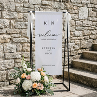 Personalized Wedding Welcome Tapestry for Ceremony, Custom Couple Names & Date Wedding Banner, Elegant Fabric Welcome Sign