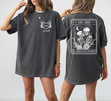 Gothic Anniversary Tshirt, Til Death Do Us Part, Goth Bride Groom Gift Sweatshirt,Skeleton Wedding Gift,Gothic Bride Shirt,Anniversary Gift