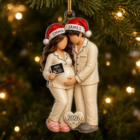Personalized Pregnancy Christmas Ornament, Expecting Parents Gift, Baby Announcement, Baby Bump Keepsake, See You In 2026, Pregnant Ornament