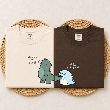 Matching Dinosaur Couple Shirts, Cute Couple Tees, Anniversary Gift, Matching Shirts For Couples, Partner Gift