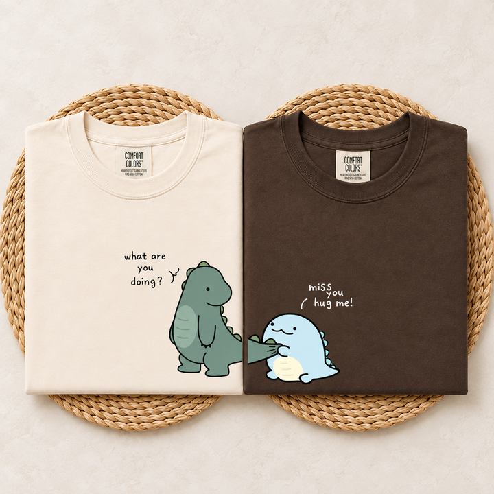 Matching Dinosaur Couple Shirts, Cute Couple Tees, Anniversary Gift, Matching Shirts For Couples, Partner Gift