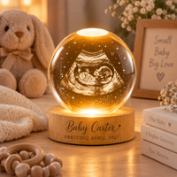 Personalized Ultrasound Gift Crystal Ball Night Light, Custom Sonogram Keepsake, Baby Announcement Decor, Baby Arrival Gift